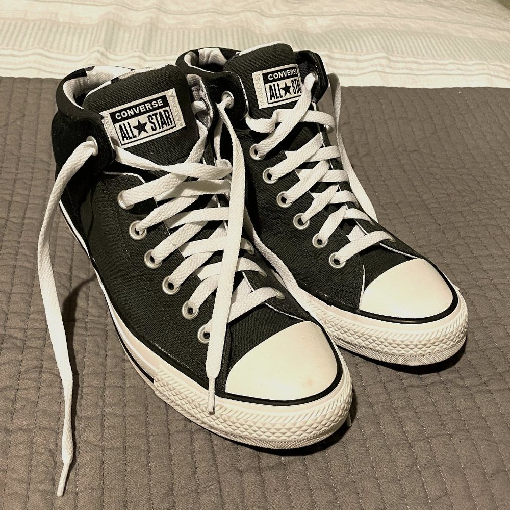 Converse Chuck Taylor All Star High Street High Tops - Black/White - Picture 1 of 7